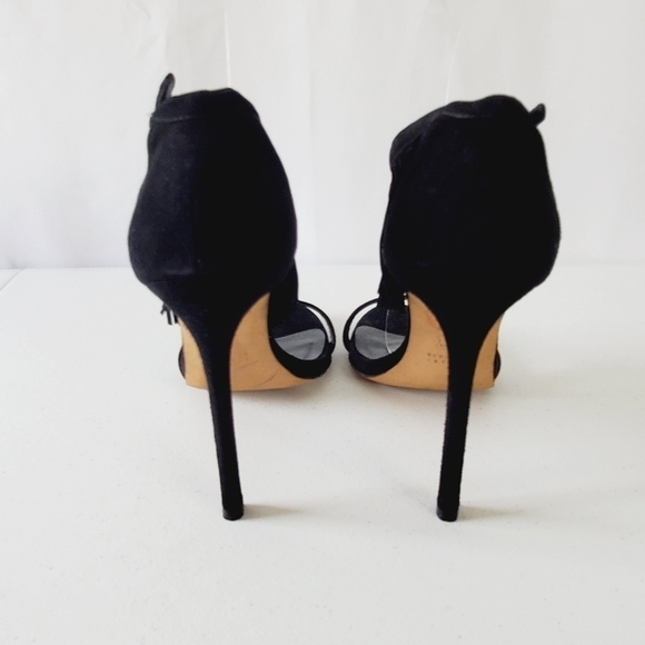 Stuart Weitzman Suede Love Fringe Sandal Size 9 Ankle Strap Black Stiletto Heel - Picture 6 of 16